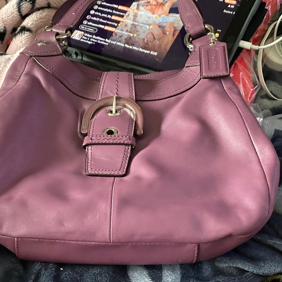 Coach Handbags - Coach Mauve Leather Shoulder Bag with Buckle Detail New